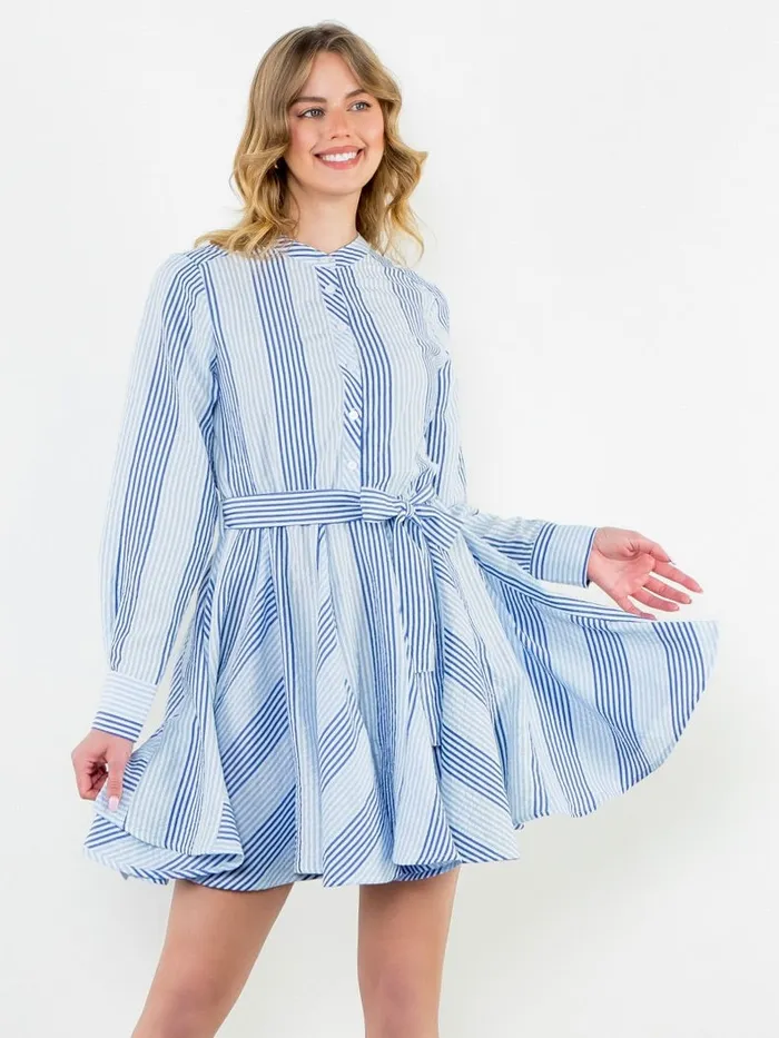 Earrings Lana Long Sleeve Striped Dress THML