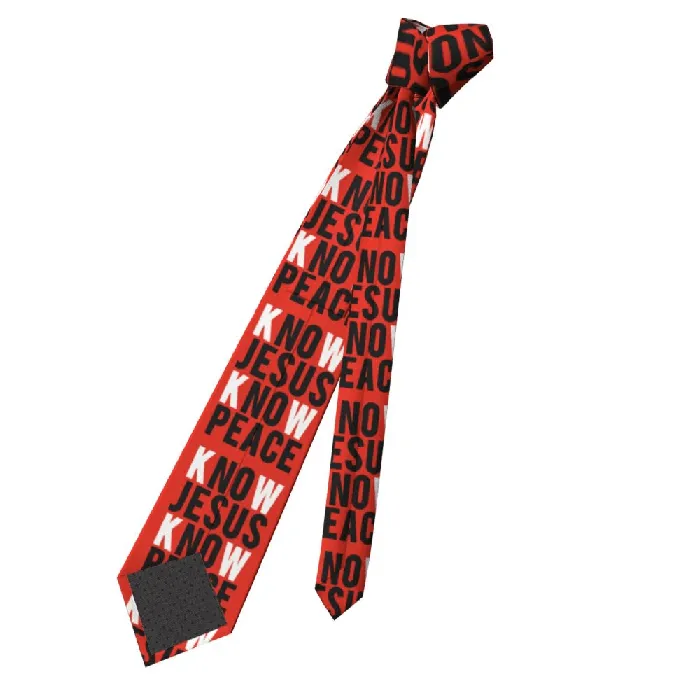 Earrings Lords Guidance Know Jesus Know Peace Red Necktie