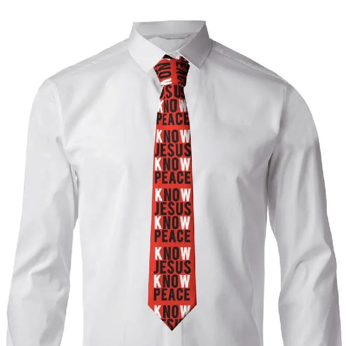 Earrings Lords Guidance Know Jesus Know Peace Red Necktie