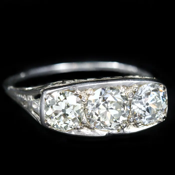 Rings Rothschild Trading Company Art Deco 180 CTW Old Mine Cut Diamond Engagement Ring