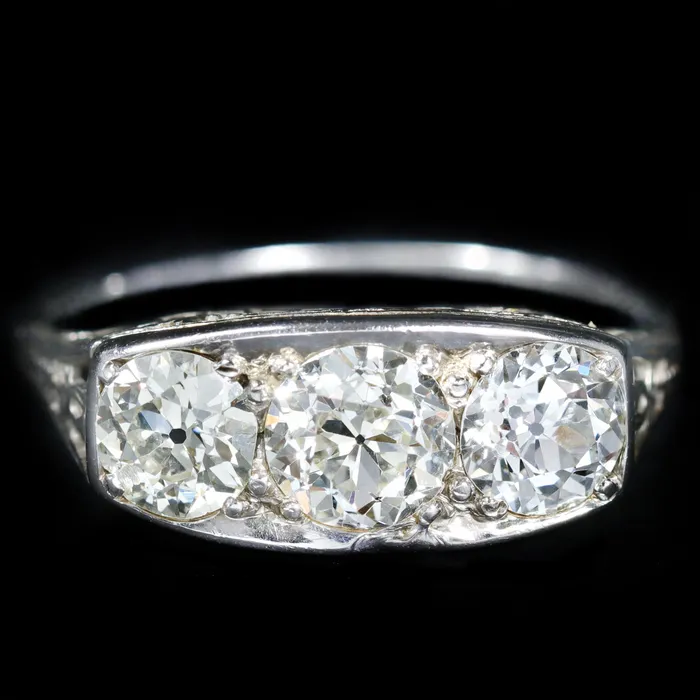 Rings Rothschild Trading Company Art Deco 180 CTW Old Mine Cut Diamond Engagement Ring
