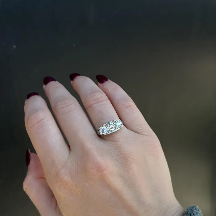 Rings Rothschild Trading Company Art Deco 180 CTW Old Mine Cut Diamond Engagement Ring