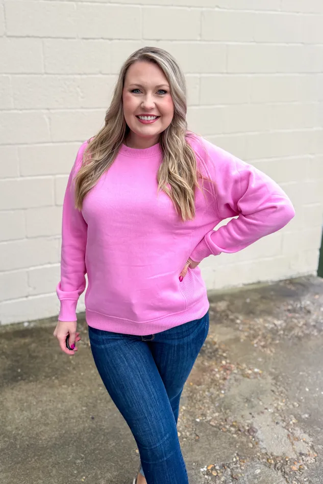 Zenana Earrings The Ally Pullover Top Candy Pink