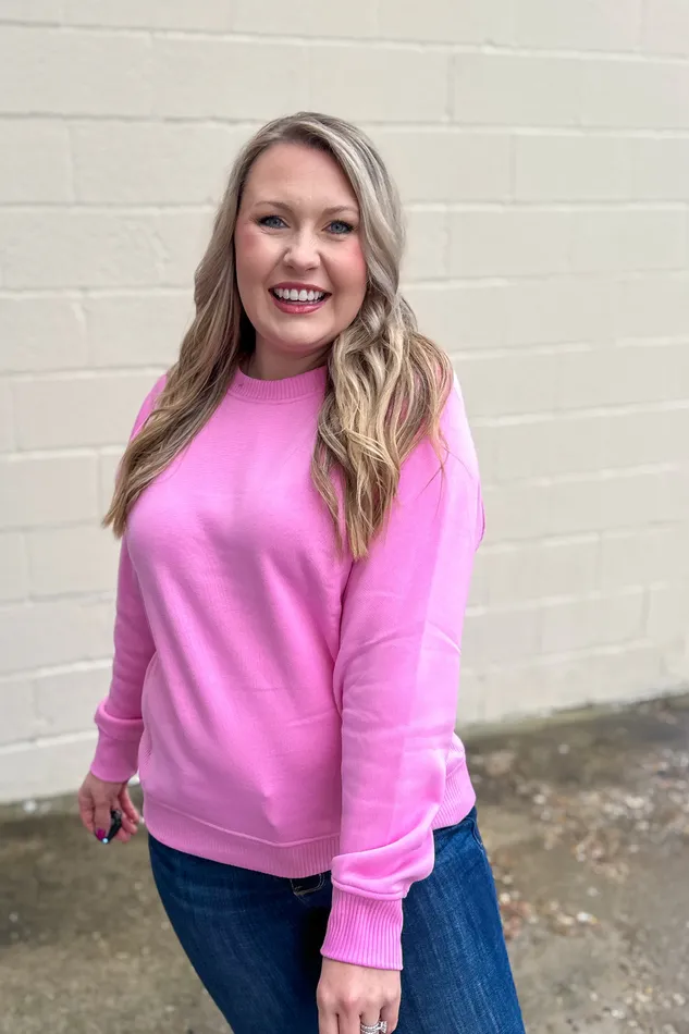 Zenana Earrings The Ally Pullover Top Candy Pink