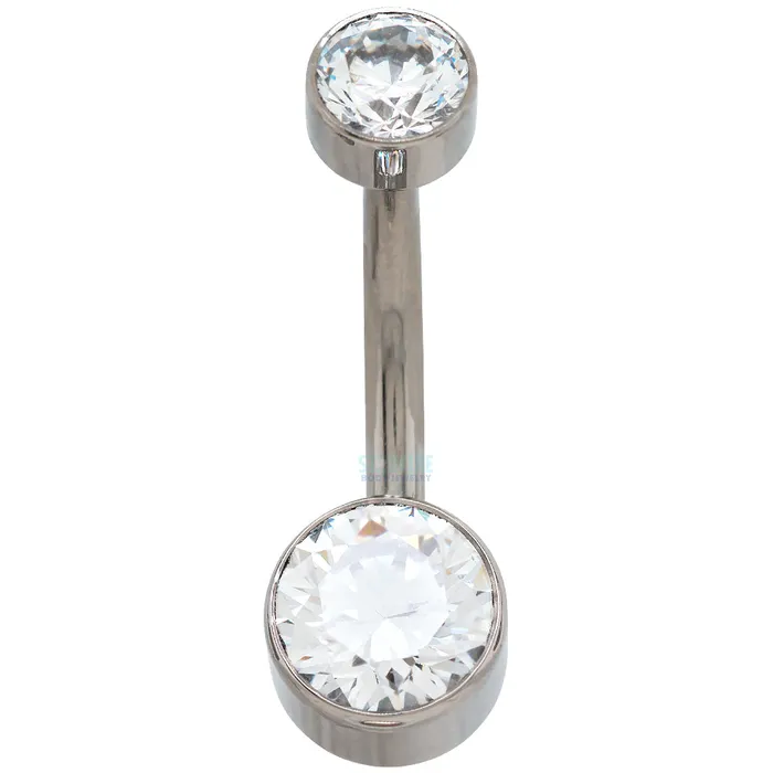 Earrings LeRoi Double Bezel Faceted Gem Navel Curve
