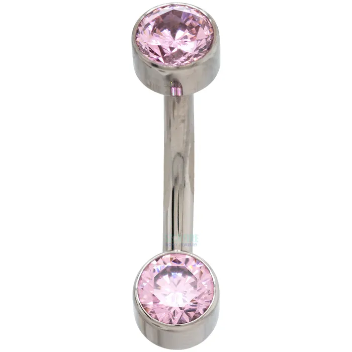 Earrings LeRoi Double Bezel Faceted Gem Navel Curve