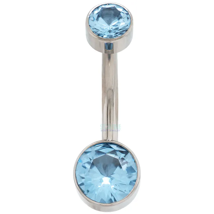 Earrings LeRoi Double Bezel Faceted Gem Navel Curve