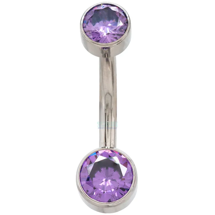 Earrings LeRoi Double Bezel Faceted Gem Navel Curve