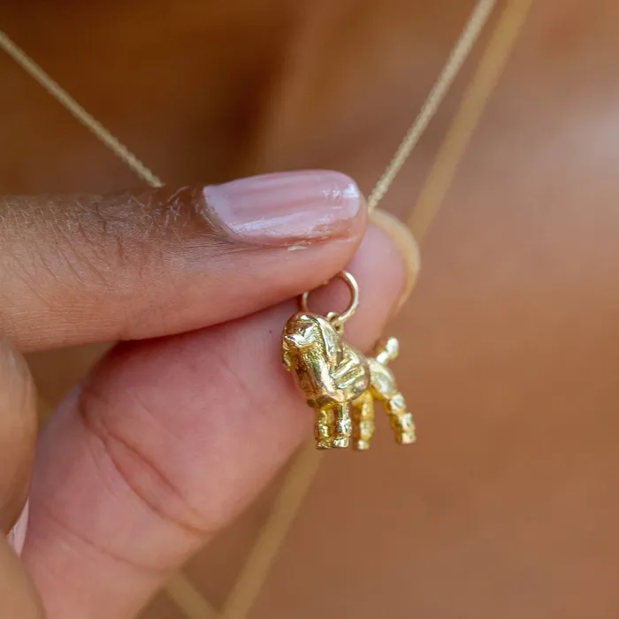Earrings Vintage English French Poodle 9k Gold Dog Charm