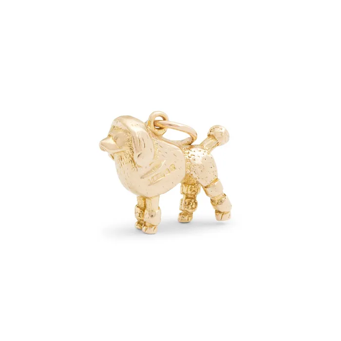 Earrings Vintage English French Poodle 9k Gold Dog Charm