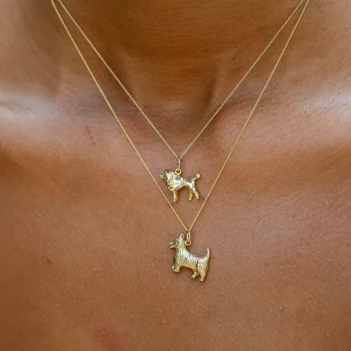 Earrings Vintage English French Poodle 9k Gold Dog Charm
