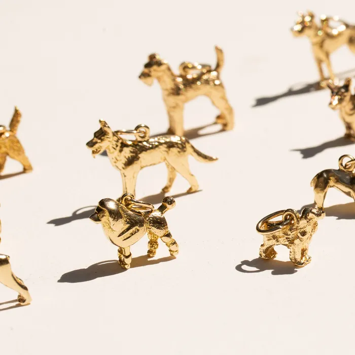 Earrings Vintage English French Poodle 9k Gold Dog Charm