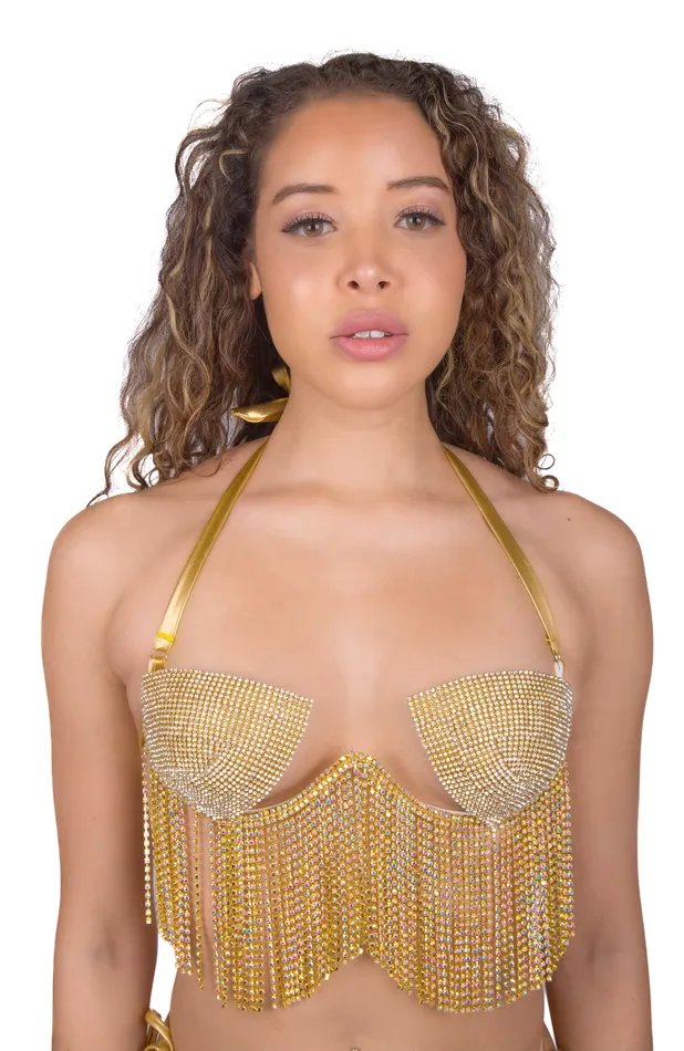 Gold Diamond Babe Rhinestone Tassel Top THE LUMI SHOP PreStyled Sets