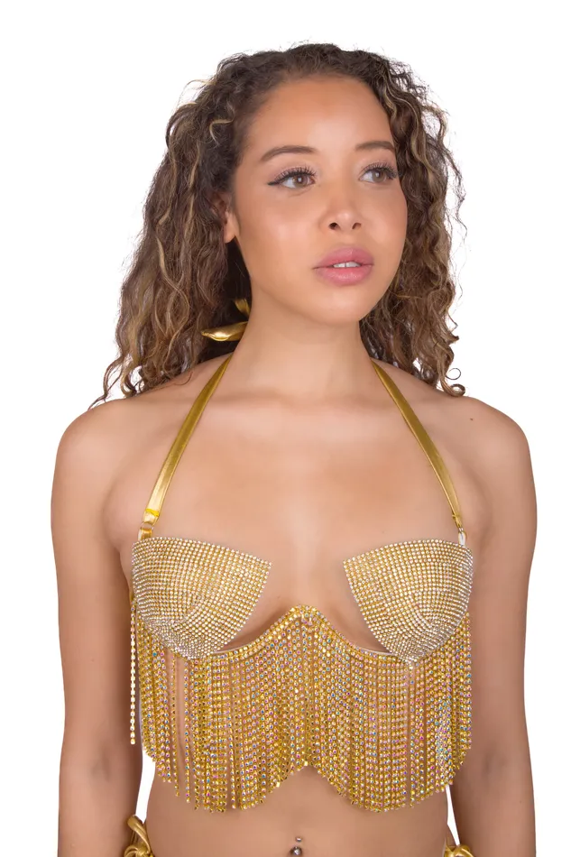 Gold Diamond Babe Rhinestone Tassel Top THE LUMI SHOP PreStyled Sets