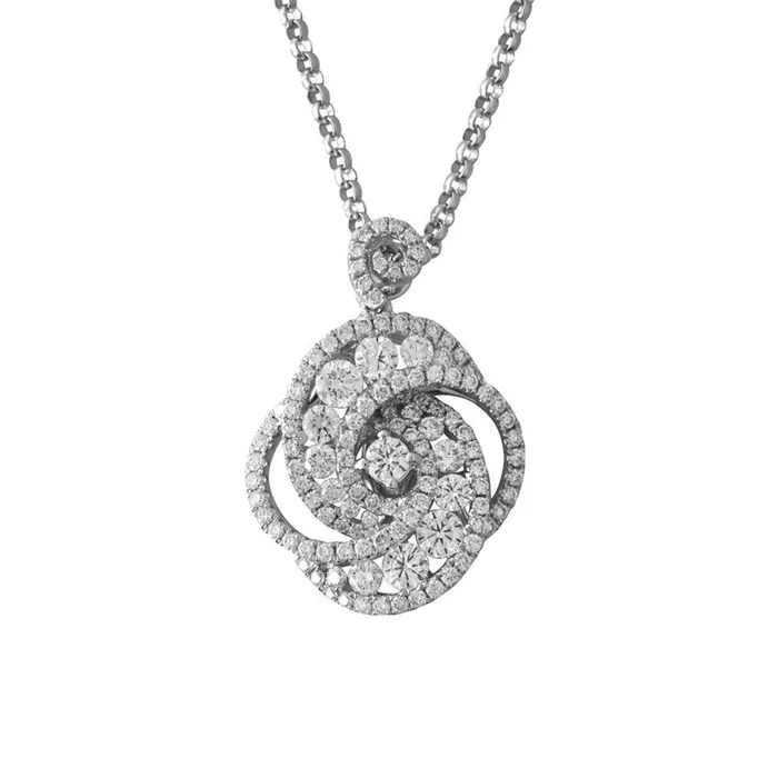 Necklaces Cherie Dori 18K White Gold Diamond Love Knot Pendant