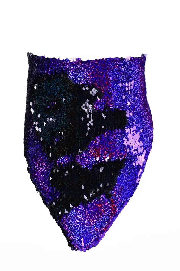 Rings Sequin Bandana Face Mask VioletBlack Hologram THE LUMi SHOP