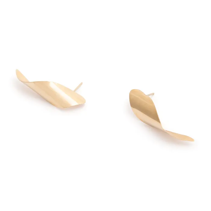 Sculptural Swirl 14K Gold Earrings Vintage Earrings
