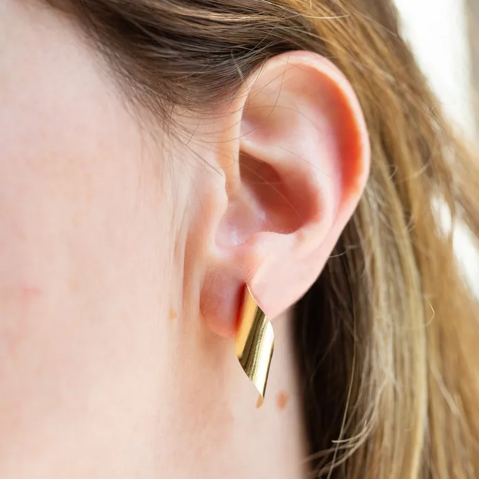 Sculptural Swirl 14K Gold Earrings Vintage Earrings