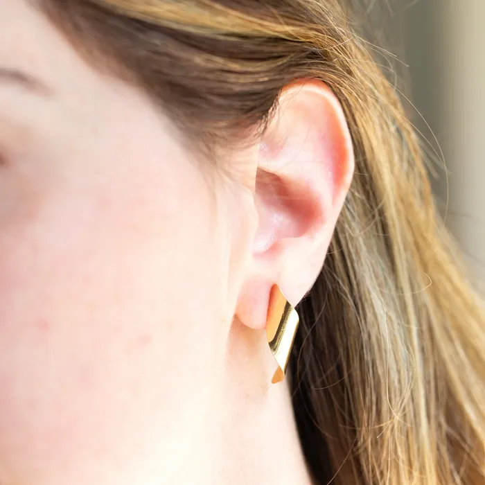 Sculptural Swirl 14K Gold Earrings Vintage Earrings
