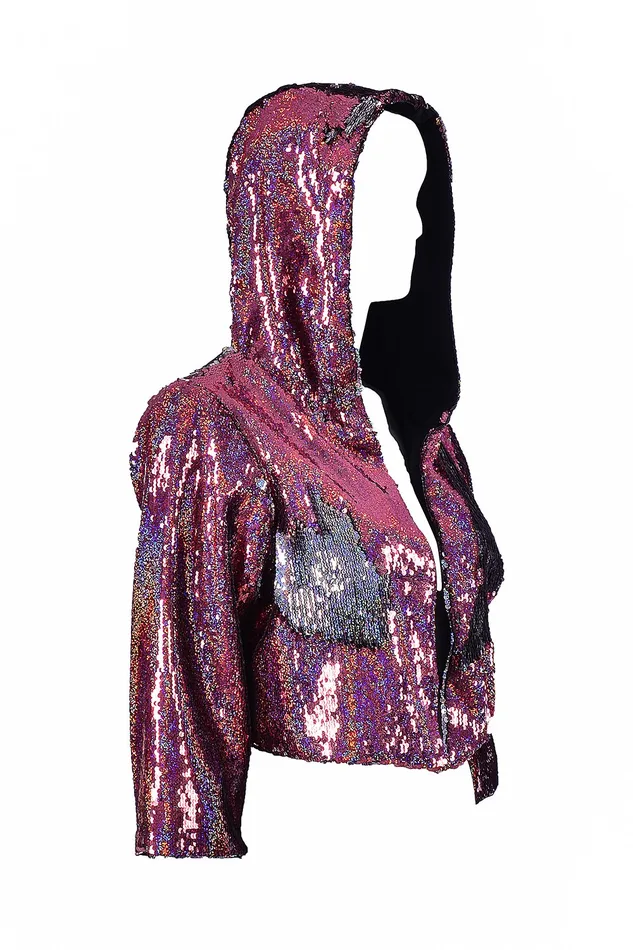 Sequin Cropped Jacket Pink Stars THE LUMi SHOP Earrings