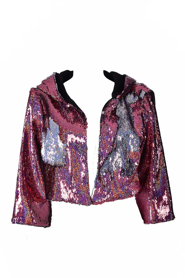 Sequin Cropped Jacket Pink Stars THE LUMi SHOP Earrings