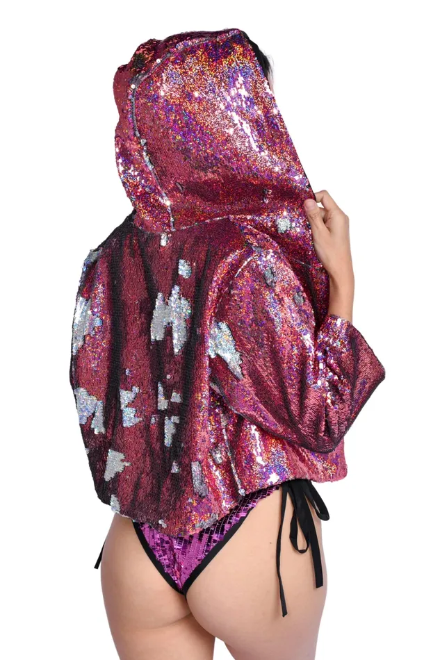 Sequin Cropped Jacket Pink Stars THE LUMi SHOP Earrings