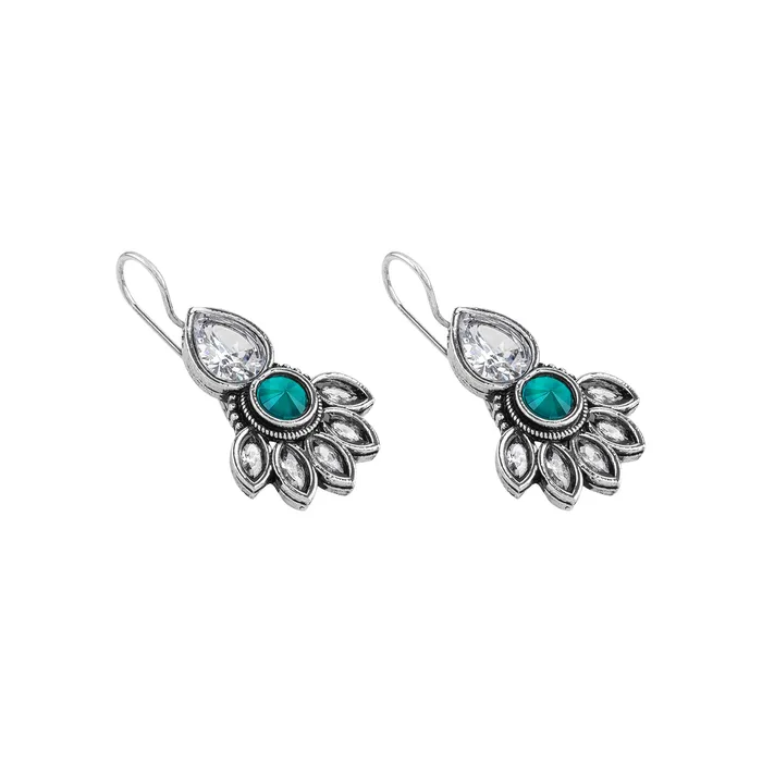 Teejh Ayeshna Teal Silver Oxidised Earrings Teejh Earrings