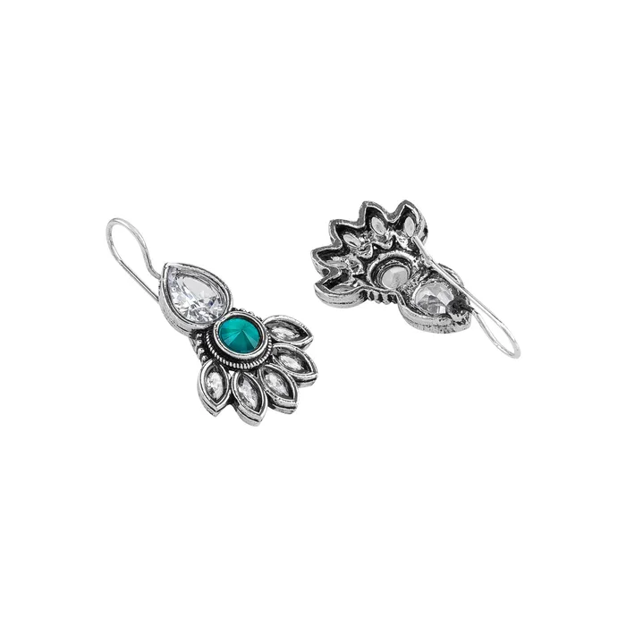 Teejh Ayeshna Teal Silver Oxidised Earrings Teejh Earrings