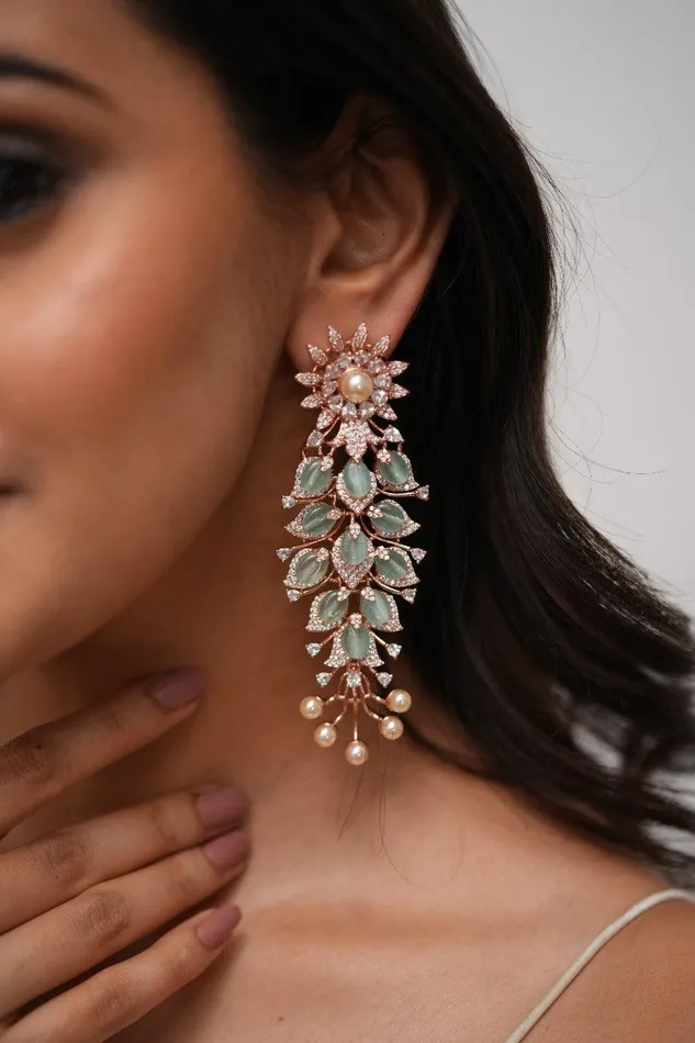 Tessa Lala Land Pastel Beaded Diamond Long Earrings Lala Land Collection Attrangi Earrings