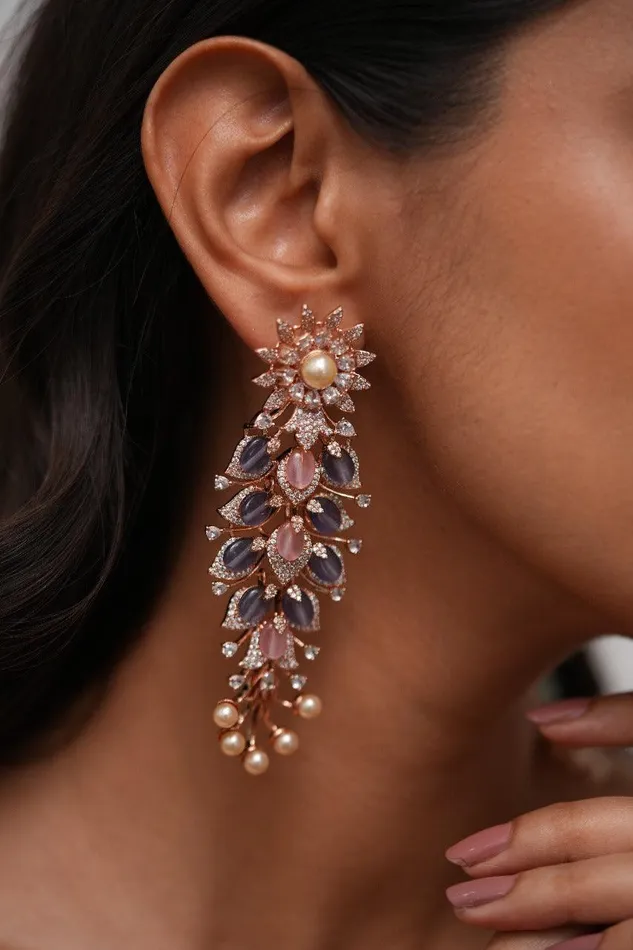 Tessa Lala Land Pastel Beaded Diamond Long Earrings Lala Land Collection Attrangi Earrings Tessa Lala Land Pastel Beaded Diamond Long Earrings Lala Land Collection Attrangi Earrings