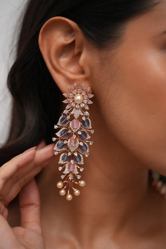 Tessa Lala Land Pastel Beaded Diamond Long Earrings Lala Land Collection Attrangi Earrings Tessa Lala Land Pastel Beaded Diamond Long Earrings Lala Land Collection Attrangi Earrings