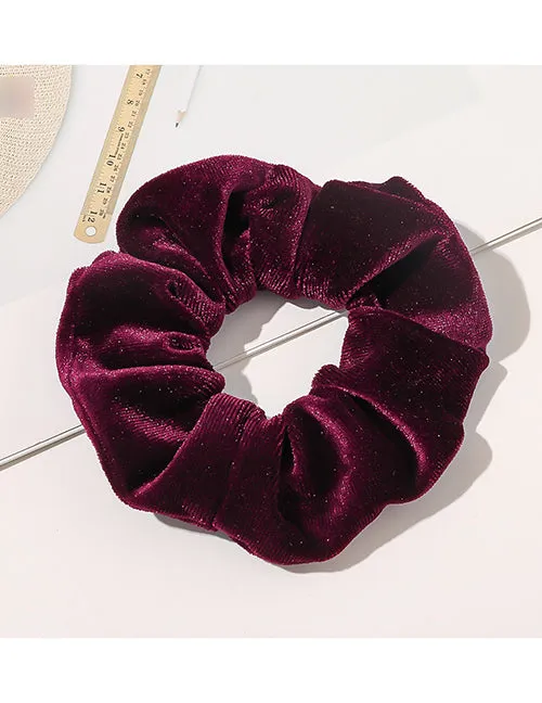 02 Earrings H722 Burgundy Velvet Hair Scrunchie