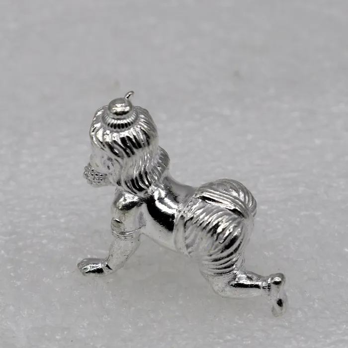 15grams solid 925 sterling silver handmade lord little Krishna Bal Gopalacrawling Krishna small statue sculpture home puja article art764 TRIBAL ORNAMENTS Rings