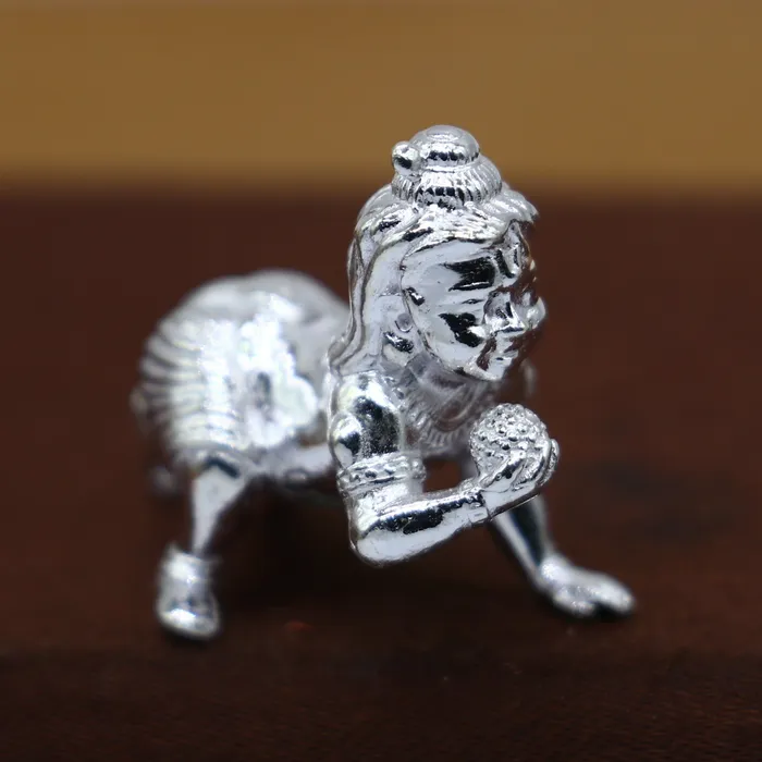 15grams solid 925 sterling silver handmade lord little Krishna Bal Gopalacrawling Krishna small statue sculpture home puja article art764 TRIBAL ORNAMENTS Rings