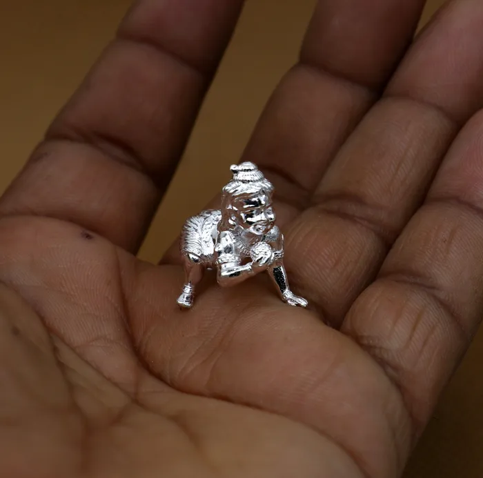 15grams solid 925 sterling silver handmade lord little Krishna Bal Gopalacrawling Krishna small statue sculpture home puja article art764 TRIBAL ORNAMENTS Rings