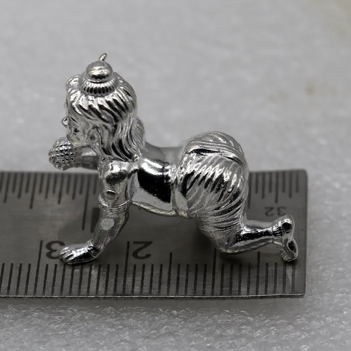 15grams solid 925 sterling silver handmade lord little Krishna Bal Gopalacrawling Krishna small statue sculpture home puja article art764 TRIBAL ORNAMENTS Rings