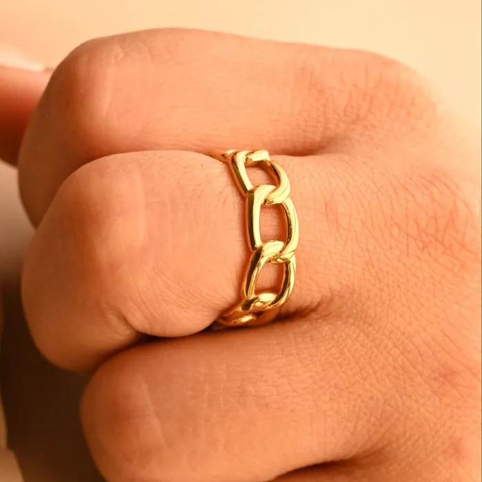 18K GoldFilled Chunky Cuban Link Chain Ring Cura Ring Jewelvers Rings