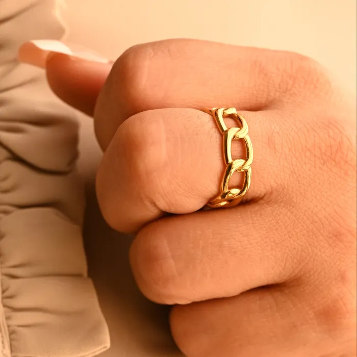 18K GoldFilled Chunky Cuban Link Chain Ring Cura Ring Jewelvers Rings