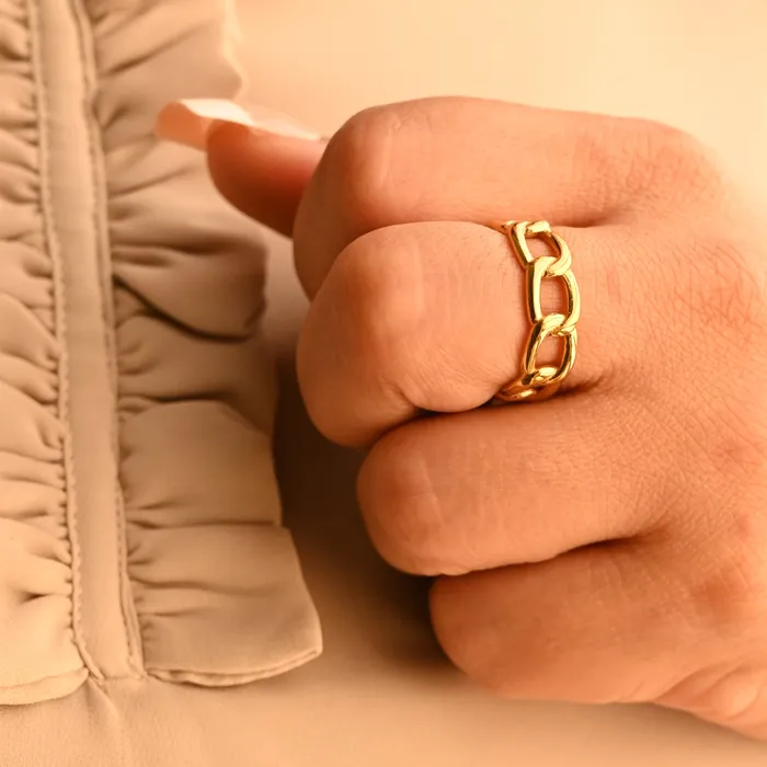 18K GoldFilled Chunky Cuban Link Chain Ring Cura Ring Jewelvers Rings
