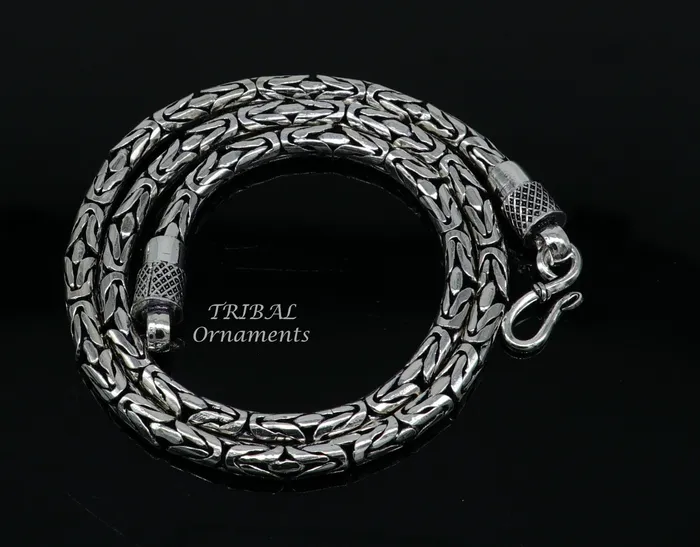 22 inches handmade solid vintage byzantine design chain heavy 4 mm necklace amazing luxury royal gifting vintage designer jewelry ch126 TRIBAL ORNAMENTS Necklaces