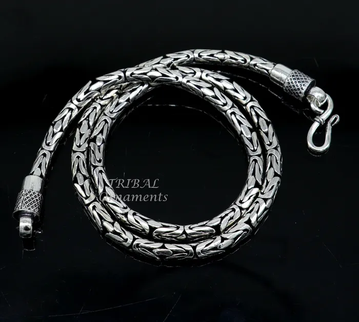 22 inches handmade solid vintage byzantine design chain heavy 4 mm necklace amazing luxury royal gifting vintage designer jewelry ch126 TRIBAL ORNAMENTS Necklaces