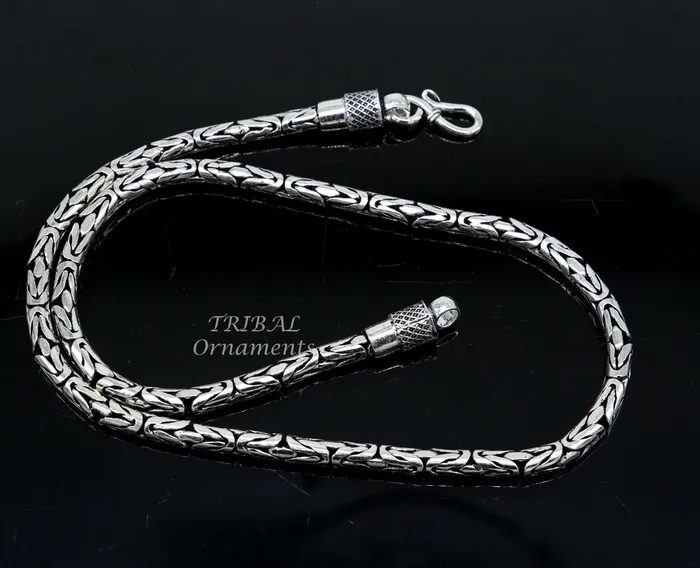 22 inches handmade solid vintage byzantine design chain heavy 4 mm necklace amazing luxury royal gifting vintage designer jewelry ch126 TRIBAL ORNAMENTS Necklaces