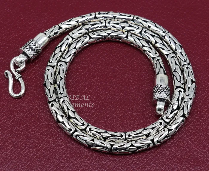 22 inches handmade solid vintage byzantine design chain heavy 4 mm necklace amazing luxury royal gifting vintage designer jewelry ch126 TRIBAL ORNAMENTS Necklaces
