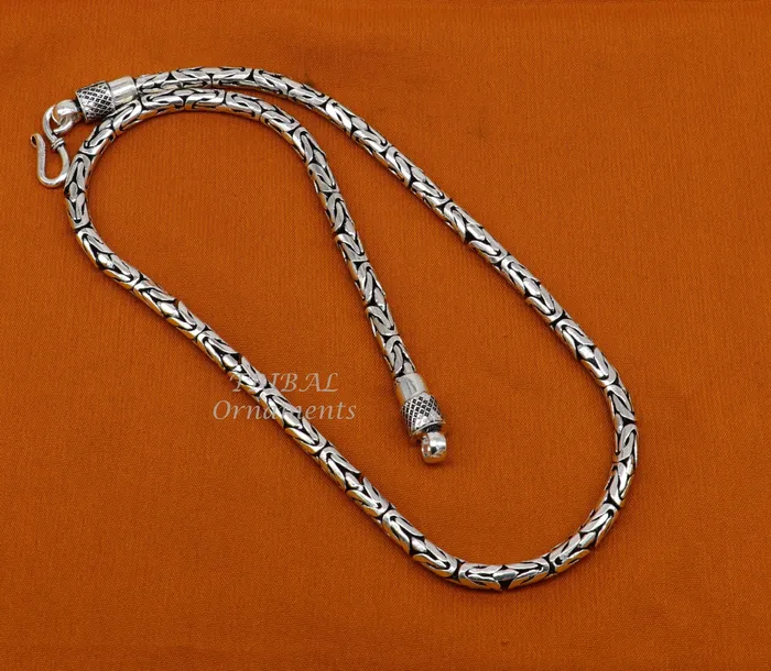 22 inches handmade solid vintage byzantine design chain heavy 4 mm necklace amazing luxury royal gifting vintage designer jewelry ch126 TRIBAL ORNAMENTS Necklaces