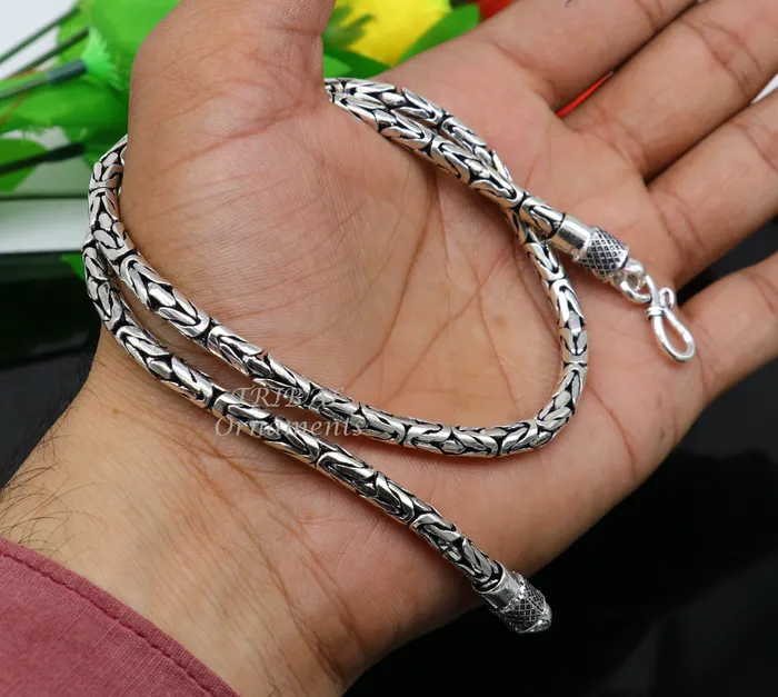 22 inches handmade solid vintage byzantine design chain heavy 4 mm necklace amazing luxury royal gifting vintage designer jewelry ch126 TRIBAL ORNAMENTS Necklaces