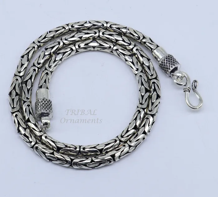 22 inches handmade solid vintage byzantine design chain heavy 4 mm necklace amazing luxury royal gifting vintage designer jewelry ch126 TRIBAL ORNAMENTS Necklaces