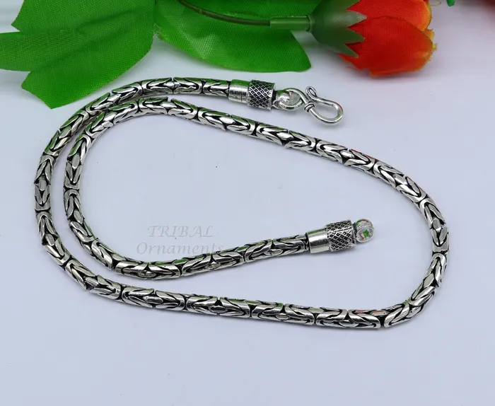 22 inches handmade solid vintage byzantine design chain heavy 4 mm necklace amazing luxury royal gifting vintage designer jewelry ch126 TRIBAL ORNAMENTS Necklaces