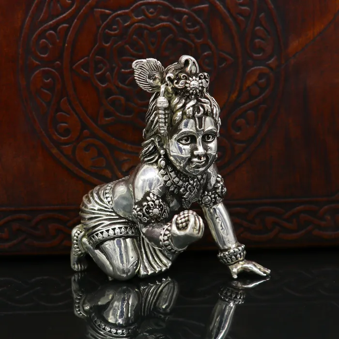 925 Sterling silver customized Idol Krishna Bal Gopal statue figurine laddu gopal sculpture home temple utensil silver article su210 TRIBAL ORNAMENTS Rings 925 Sterling silver customized Idol Krishna Bal Gopal statue figurine laddu gopal sculpture home temple utensil silver article su210 TRIBAL ORNAMENTS Rings