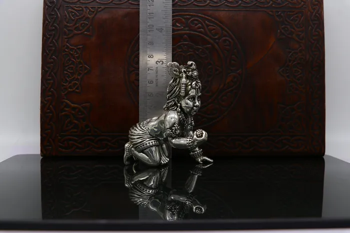 925 Sterling silver customized Idol Krishna Bal Gopal statue figurine laddu gopal sculpture home temple utensil silver article su210 TRIBAL ORNAMENTS Rings