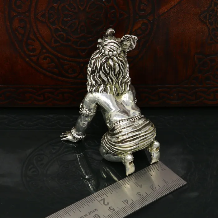 925 Sterling silver customized Idol Krishna Bal Gopal statue figurine laddu gopal sculpture home temple utensil silver article su210 TRIBAL ORNAMENTS Rings
